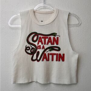 Indera Satan Is A Waitin Snake Graphic Thermal Crop Tank Top Large
